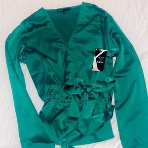 Emerald Green Luxurious Satin Blouse